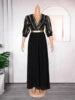 Gold/Silver/Red Color New African Women Plus Size Satin Evening Dresses Wedding Guest Evening Prom Party Luxury Sequin Gown Bodycon Dashiki Ankara Africa Clothing African Ladies Luxury Apparel Supplies