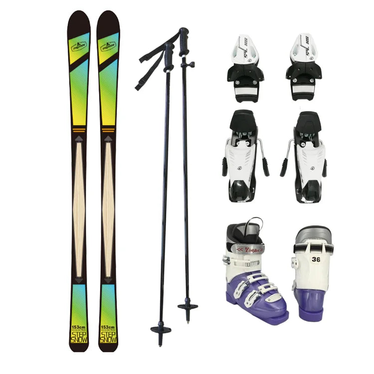 NEW Set Women Men Professional Alpine Ski Boot Set Binding Shoes Pole Brand Mountaineering Skateboard Winter Sports Supplies