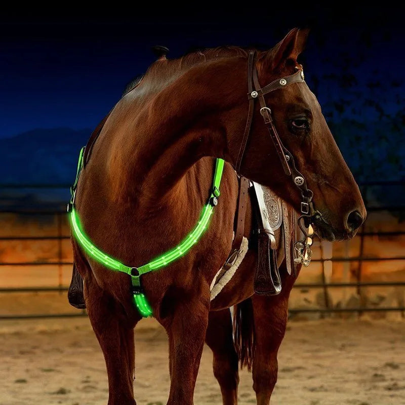 Horse Webbing Horse Collar Chest Strap Horsetail Night Visible LED Lights Chest Strap Safety Riding Gear Equestrian Products