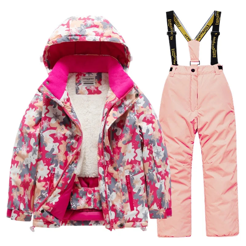 BEST PRICE 2 PCS Set Children's Girls Boys Top Quality Waterproof Ski Jacket + Pants Kids Snowboard Suit Snow Wear Ski Clothes for Kids Ski Suit Ski Clothing