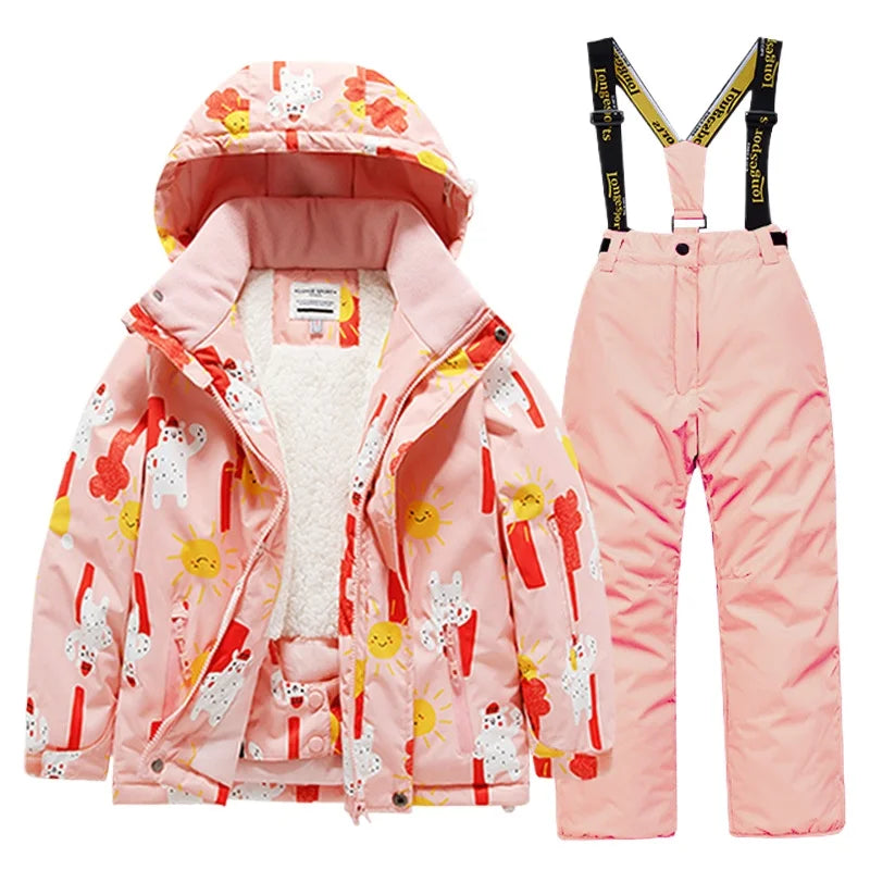 BEST PRICE 2 PCS Set Children's Girls Boys Top Quality Waterproof Ski Jacket + Pants Kids Snowboard Suit Snow Wear Ski Clothes for Kids Ski Suit Ski Clothing