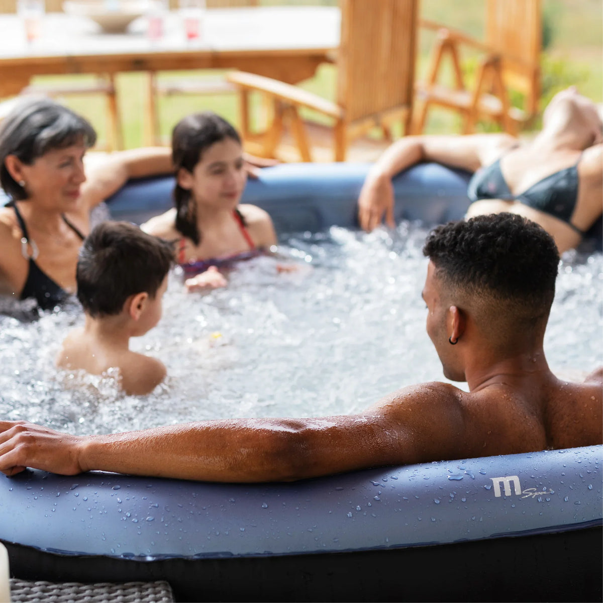 NEW Electric Heating Air Bubble Spa Bathtub 6-Person Inflatable Rectangle Heated Swimming Pool Temperature Control Massage Function Three-Layer Reinforced Mesh Family Bathtub