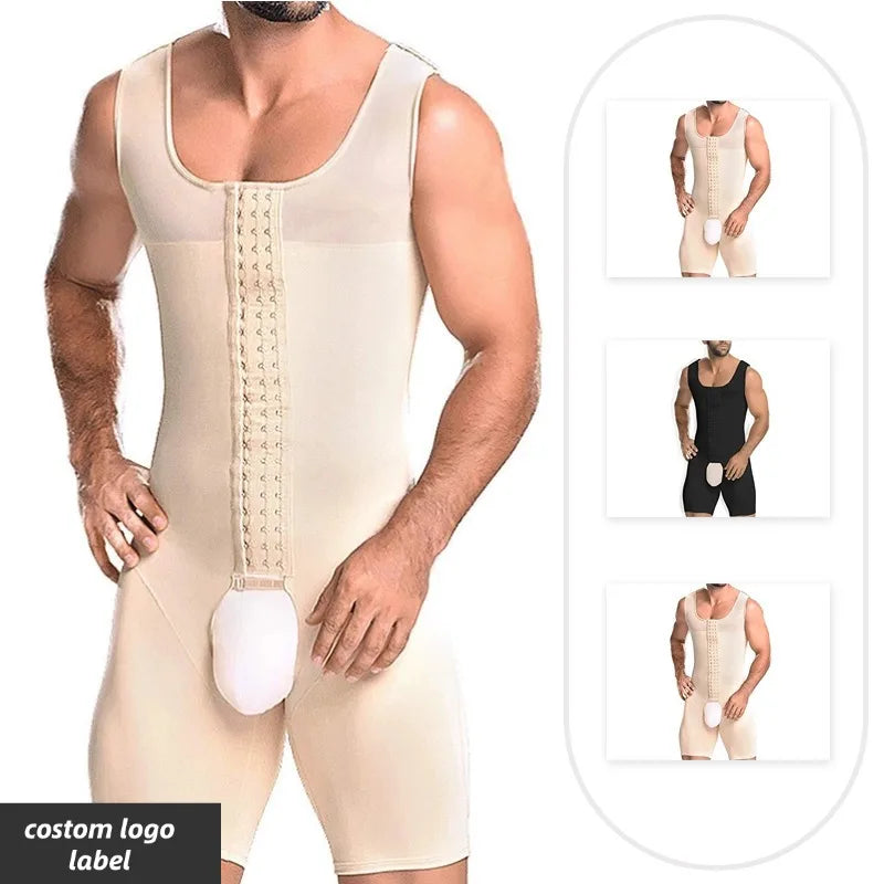 S-3XL Plus Size Black/Skin Color Men's Custom Shapewear Butt Lifting Bodysuit SU729# Male Slimming Full Body Shapewear Open Crotch Male Tight Shaping Underwear