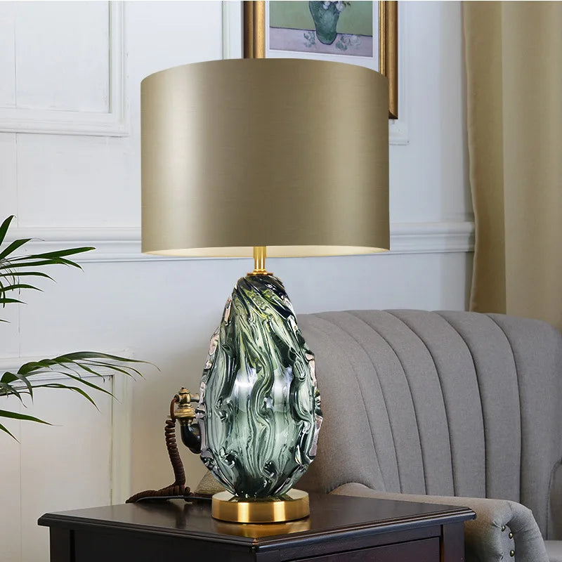 NEW Arrivals  Villa Home Bedroom Living Room Luxury Lampshade American-Style Simple Glass Luxury Table Lamp Stylish and Creative for Villa Living Room Designer Sample Room and Hotel Lighting Accessories.