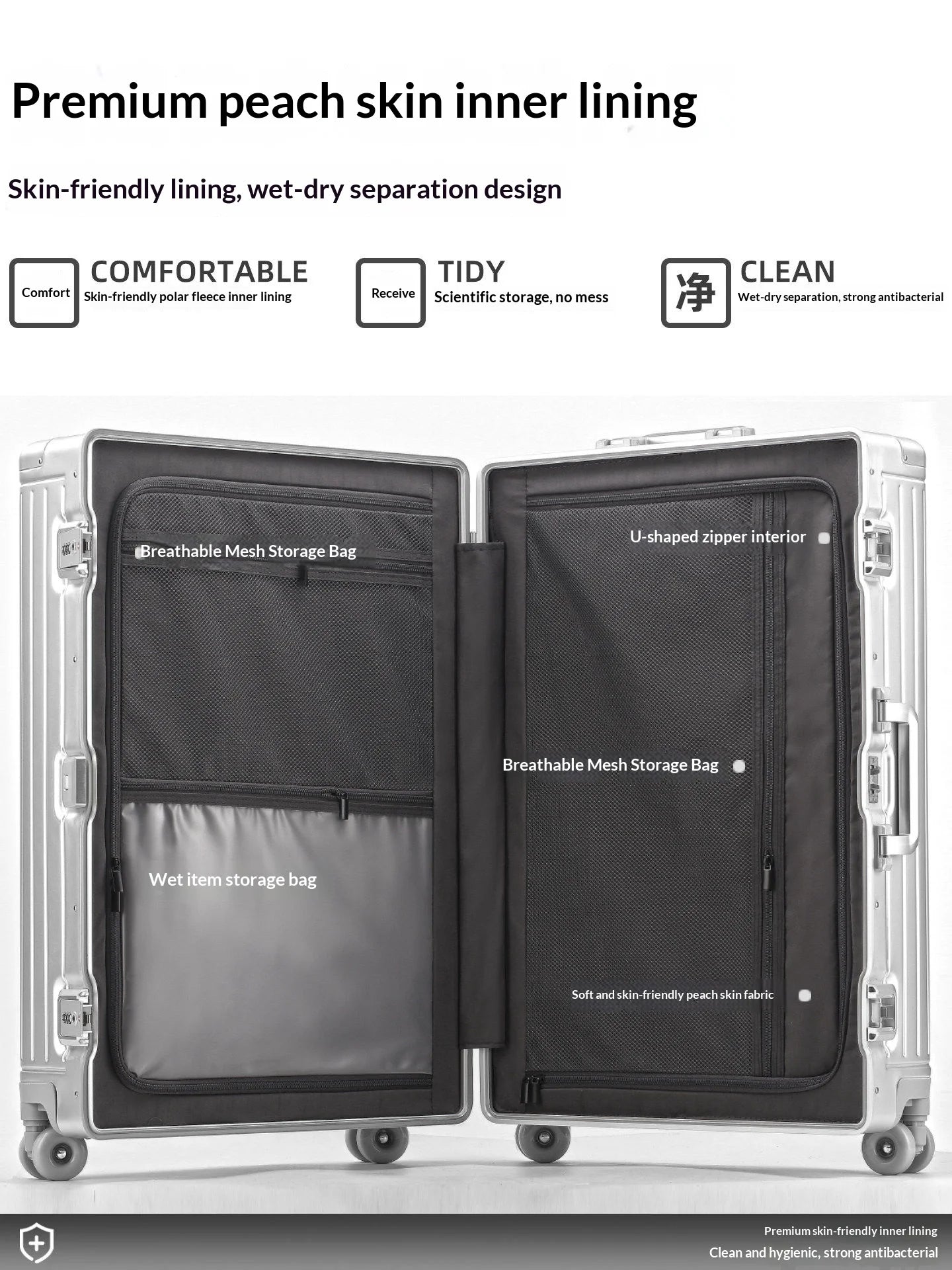100% All Aluminum Magnesium Alloy 20' 24' 29' Inch Premium Unisex Spinner Wheels Carry on Trolley Luggage Suitcases Sets Travel Business Trips Professional Top Quality Luxury Suitcases