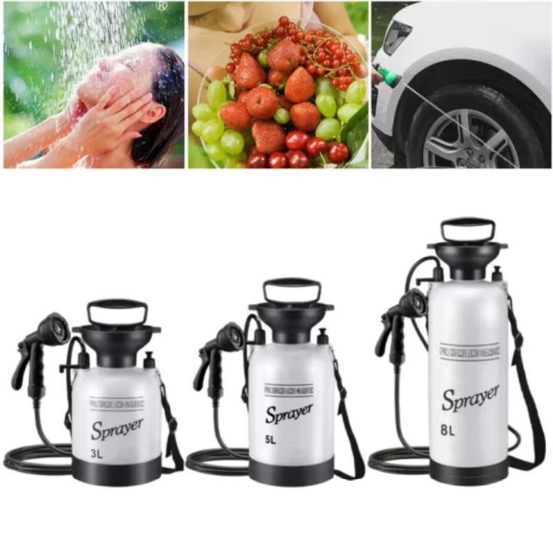 5L High-Pressure Multi-Purpose Outdoor Camping Pets Car Portable Shower Surfing Rinse Set Beach Hand Pump Suitable Bathing Wilderness Life Hygiene Accessories Personal Care Supplies.