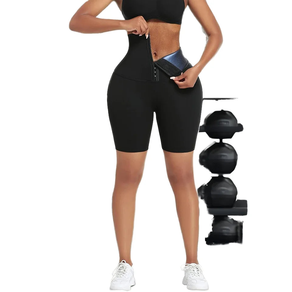 S-5XL Custom High Waist Women's Elastic Training Shorts Body Shaper Biker Sweat Trainer Leggings for Home Yoga Weight Loss Sauna Pants