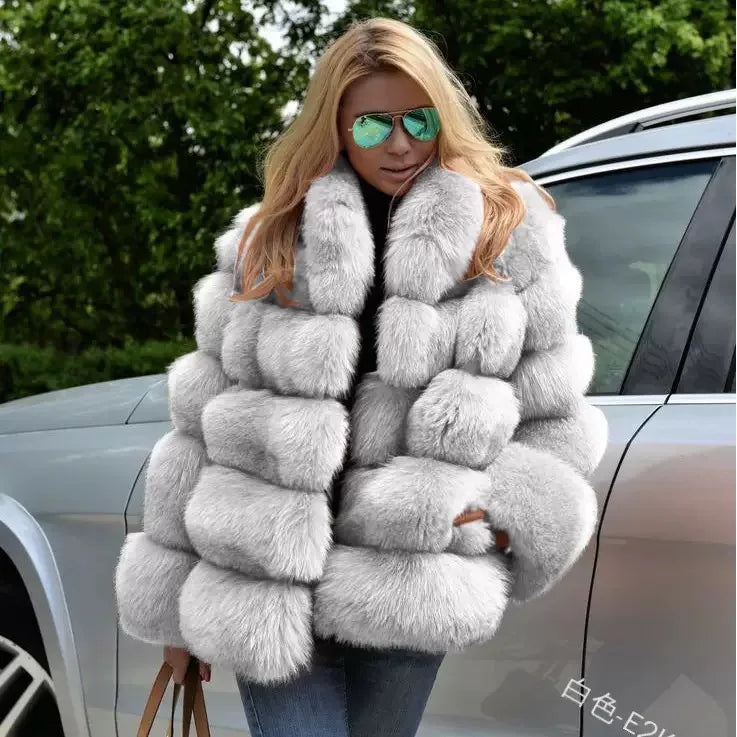 NEW Arrivals 10 Colors S-5XL Plus Size Luxury Fox Fur Winter Outfit Faux Fur Jacket Women Fur Coat Outerwear Jackets Night Clubwear Evening Party Luxury Coats Ladies Winter Apparel Supplies