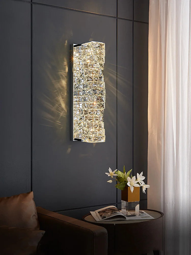 Villa Home  Luxury Stainless Steel K9 Crystal Wall Lamp Modern Bedroom Bedside LED Bracket Light Creative Staircase Corridor Wall Fitting Home Lighting Supplies