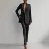 Boutique HOT SALE 2 PCS Set 5 Colors S-2XL Elegant Slim Office Lady Business Night Dinner Evening Party Luxury Blazer Set Women's V-Neck Solid Patchwork Button Long Sleeve Suit