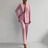 Boutique HOT SALE 2 PCS Set 5 Colors S-2XL Elegant Slim Office Lady Business Night Dinner Evening Party Luxury Blazer Set Women's V-Neck Solid Patchwork Button Long Sleeve Suit