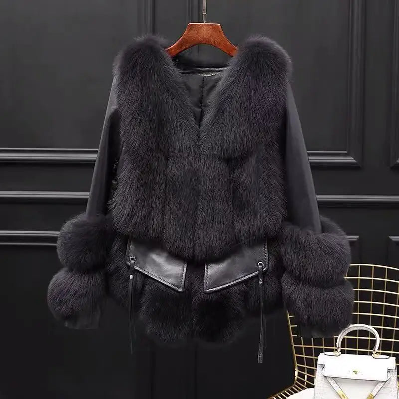 5 Colors Luxury Casual Breathable Thick Women's Real Natural Fox Fur Coat Winter Warm Jacket Outerwear Female Winter Streetwear Apparel Clothing Supplies