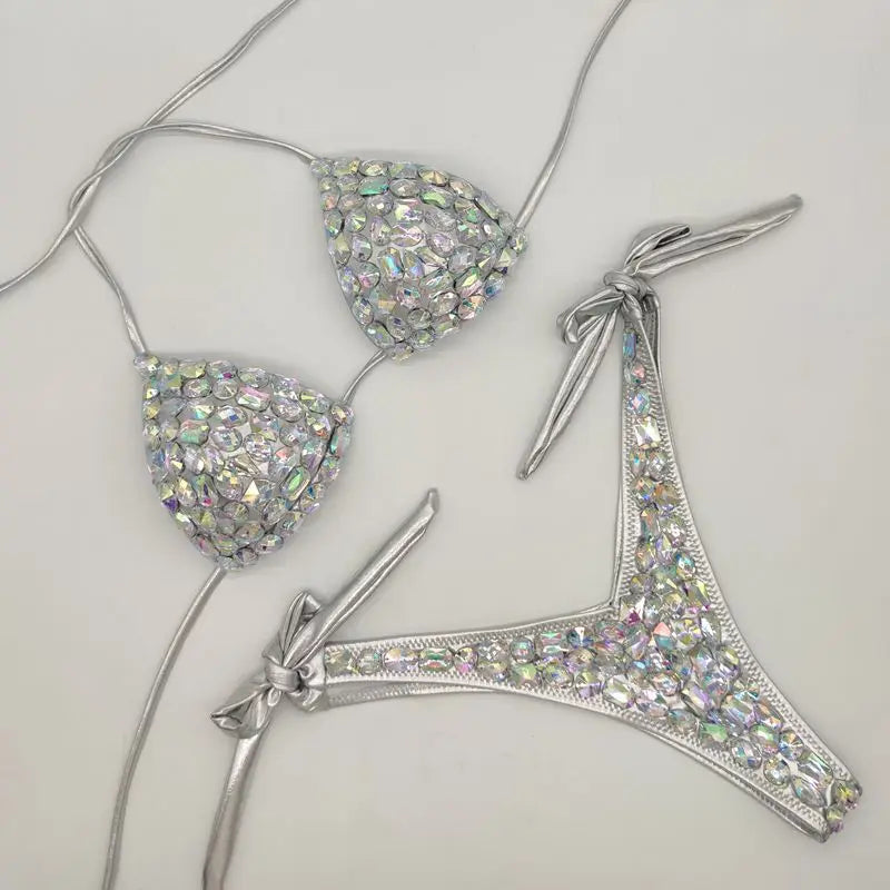 Venus Vacation New Bandage Swimwear Sexy Women Bikini Set Diamond Rhinestone Bathing Suit Beachwear