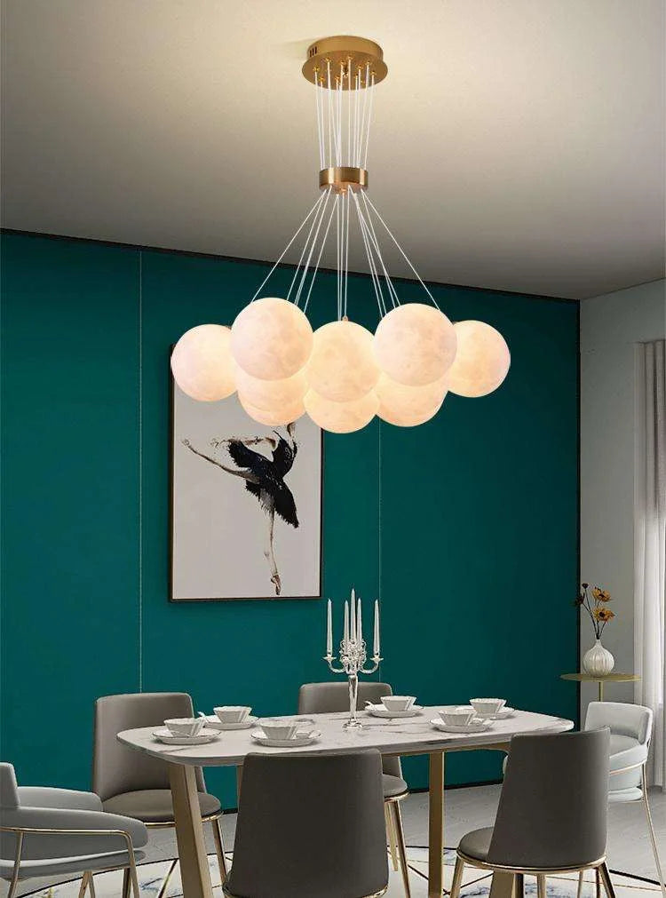 NEW Arrivals Home Living Room Planet Light Bulb Bubble Ball Pendant Lamp Moon Living Room Lamp Creative Glass French Cream Style Nordic Bedroom Lamps Home Lighting Supplies