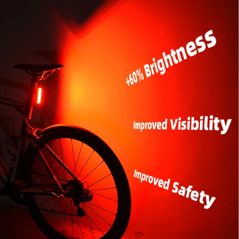 Bicycle Taillights Auto Start/Stop Bike Rear Smart Taillight USB /Type C Charging Waterproof Brake Sensing Light