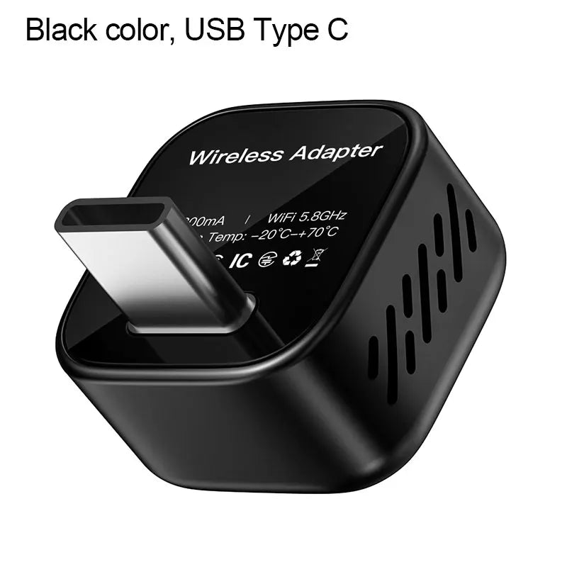 Car Wireless Adapter Wi-Fi Faster Speed Smart USB Type C Carplay Android Auto Adapter Upgrade Plug & Play Dongle Easy Use & Stable and Fast Connection