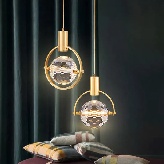 NEW Nordic Lamp Luxury Creative Personality Sitting Room Bedroom Restaurant Background Wall Small K9 Crystal Ball Chandelier Pendant Lights Home Lighting Supplies