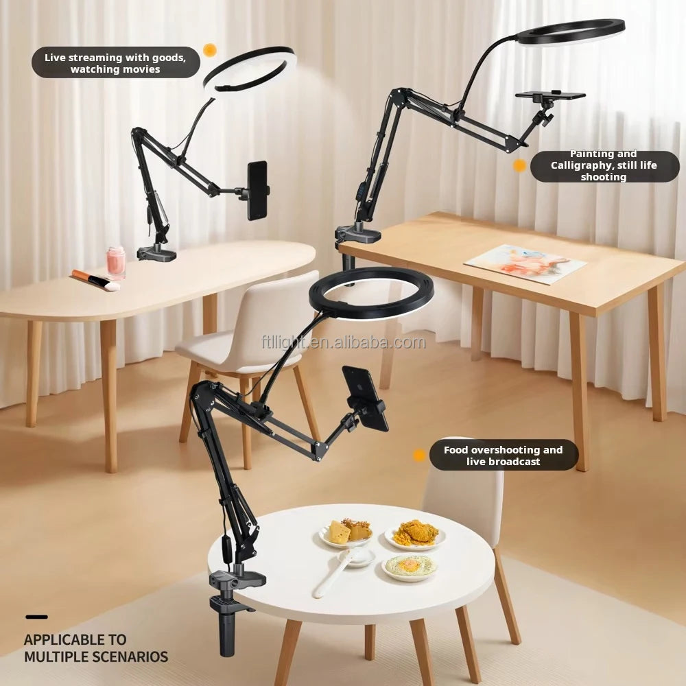 NEW Arrivals 26cm LED Beauty Ring Light Set Aluminum Alloy for Desk Selfies TikTok YouTube Videos Creation Mobile Phones Holder Camera Rack Stand Live Streaming Home Studio Supplies