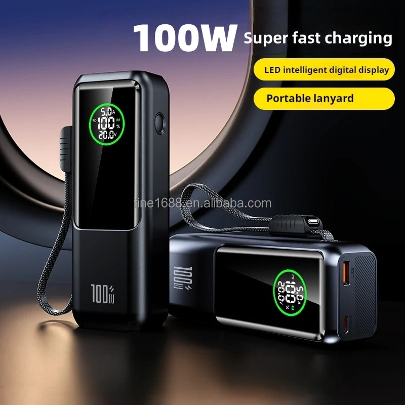 Laptop Power Bank Equipped with 100W Power Supply and TFT Display Screen for ultra Fast Charging 26800mAh Portable Power Bank