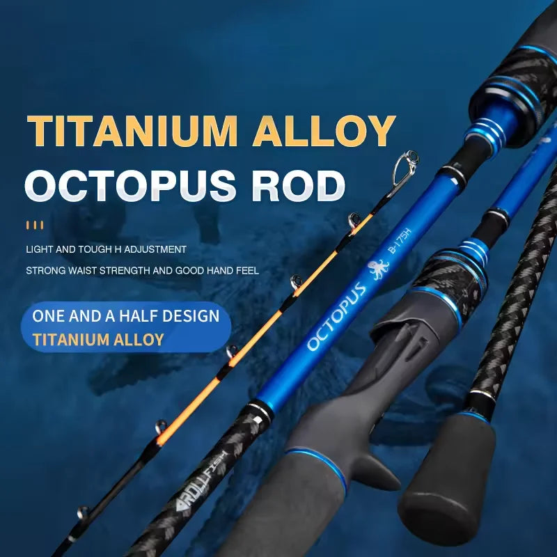 Titanium Alloy Tip Octopus Squid Cuttle Professional Fishing Egi Top Quality Rod 1.75m/5.74ft Action 8:2 Carbon Fiber Casting Saltwater Jigging Rod Ocean Sea Lakes River Fishing Supplies.