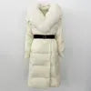Customer Most Loved 5 Colors S-2XL Women Winter Warm Top Quality Puffer Long Coat Down Padding Snow Outerwear Jacket With Natural Fox  Fur Collar Ladies Winter Apparel Supplies