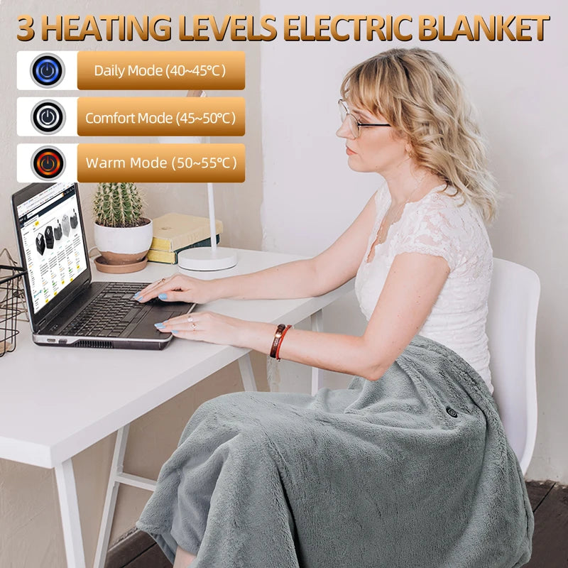 Electric Blanket Heated Throw Machine Washable Weighted Blanket for Home Office Bedroom & Living Room Portable Heating Wire Winter Warm Clothing Accessories