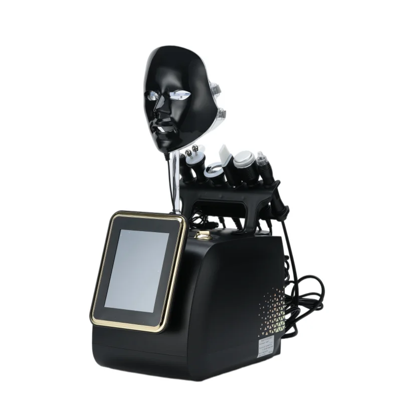 HOT SALE Newest Portable 7 in 1 Desktop Hydra Beauty Facial Skin Care Blackhead Removal Touch Screen Machine Face Lifting Tightening with 7 LEDs-Lights Mask Women Beauty Salon Devices  Skin Care Supplies