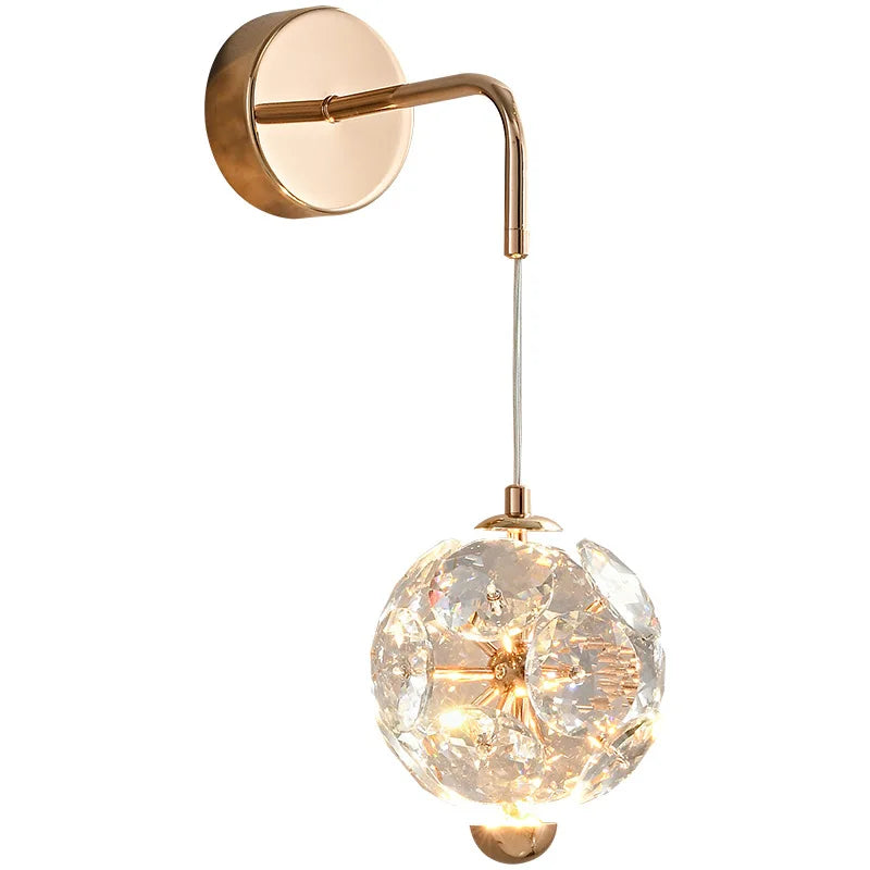 Villa Home Luxury Dandelion Crystal Wall Lamp Country Villa Living Room  Bedroom Bedside Bracket Light Modern Entrance Background Wall Decoration Wall Fitting Home Lighting Supplies