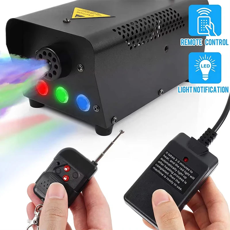 NEW Arrivals Professional Mini 500W LED Electric Wireless Remote Control Fog Machine R/G/B Stage Party Bar Wedding Birthday Party Special Events Smoking Machine