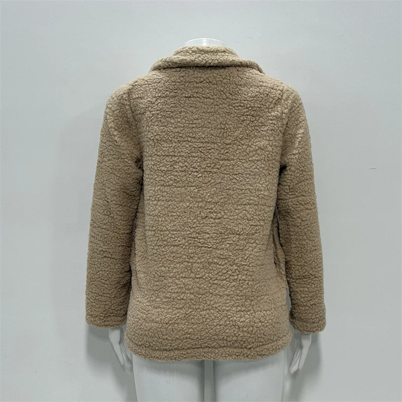 8 Colors S-5XL Plus Size Women's Double-Sided Fleece Jacket Long Sleeve Lapel Collar Thick Plush Warm Coat for Winter Autumn & Spring Casual Outerwear