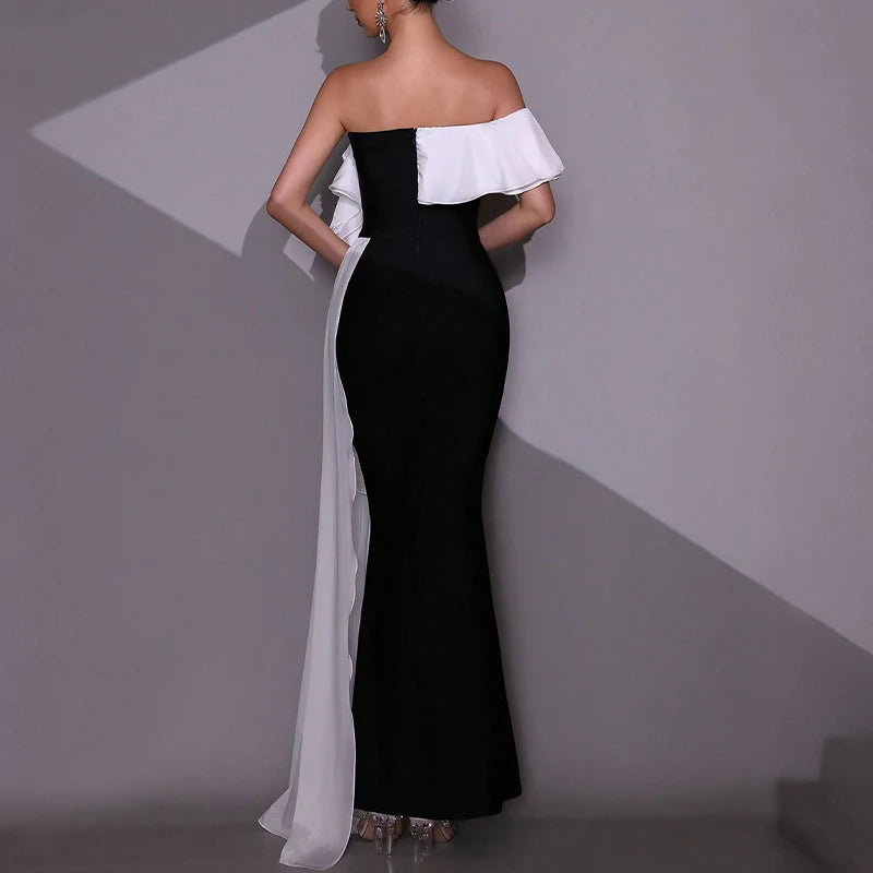 Mother of Bride 5 Colors Women's Sexy Strapless Glamorous Dresses Elegant Off Shoulder Sexy Black Mermaid Maxi Long Evening Party Dress Wedding Evening Prom Night Business Dinner Formal Gowns Ladies Luxury Apparel Supplies