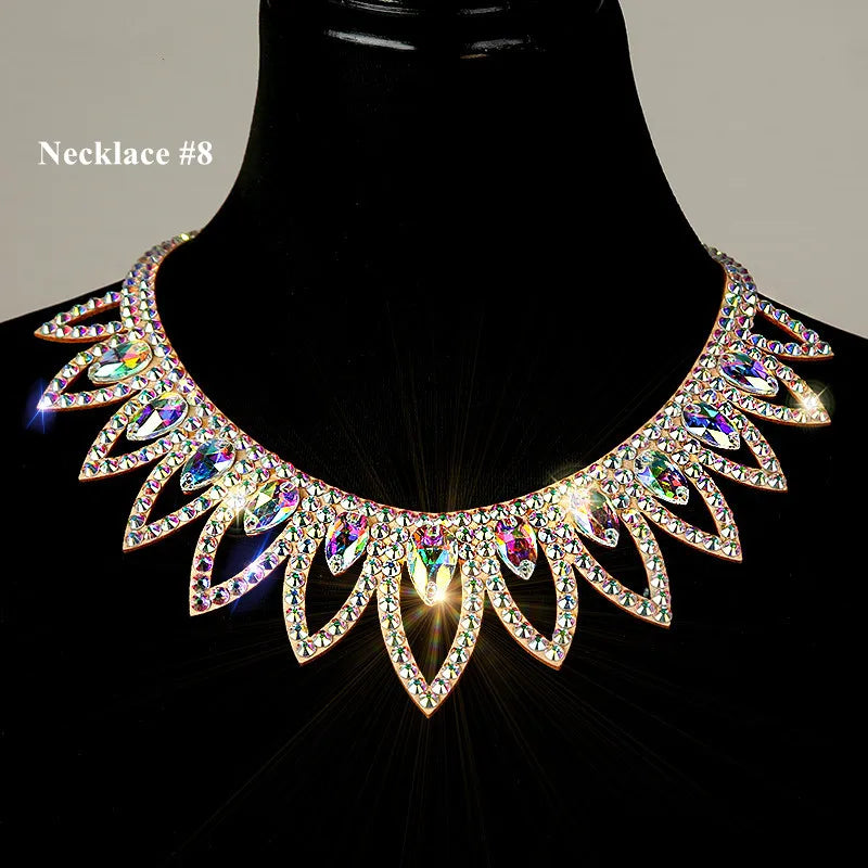 NEW Arrivals 18 Patterns Luxury Belly Dance Sparkle Necklace Jewelry Competition Dancer Accessory Shine Dancing Necklace Stage Performance Costume Egypt Show
