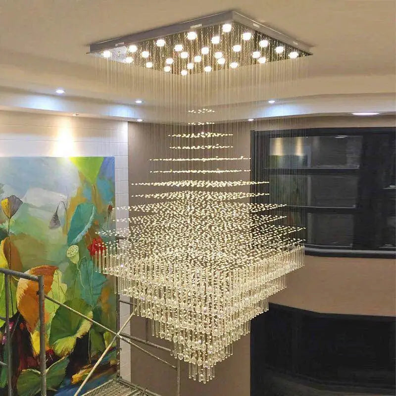 HOT SALE (Few Units Left) Villa Home Living Room Staircase Hotels Lobby Art Decoration Large Contemporary Gold White LED Luxury Chandelier for Hotels Luxury K9 Crystal Hanging Ceiling Lighting Fixture Pendant Lights