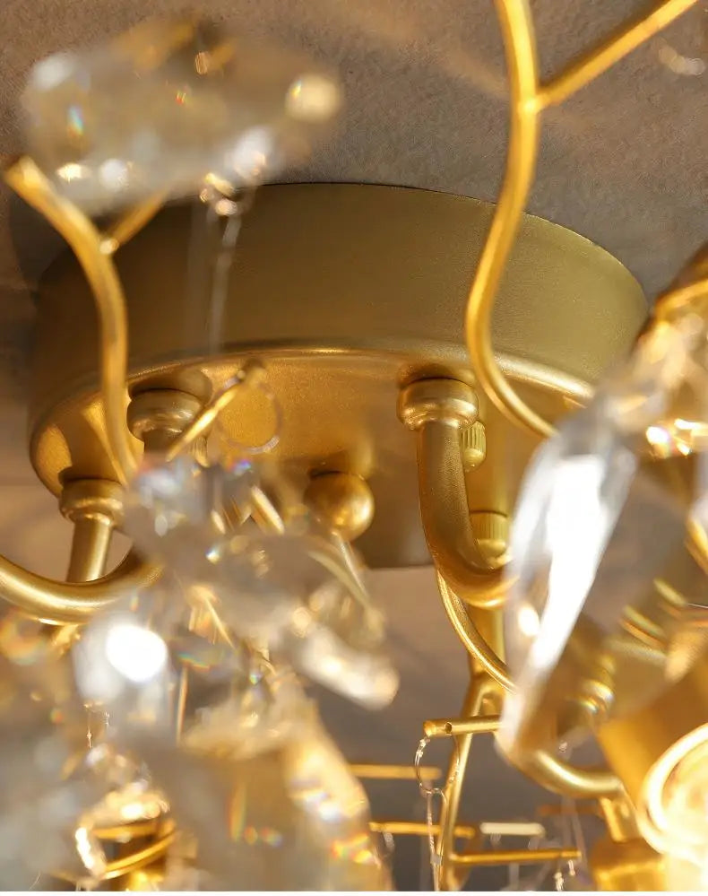 Villa Home Living Room Luxury Crystal Ceiling Lamp Bedroom Living Room Raindrop Branch Shaped Pendent Lamp Modern French Art Decoration Hanging Light