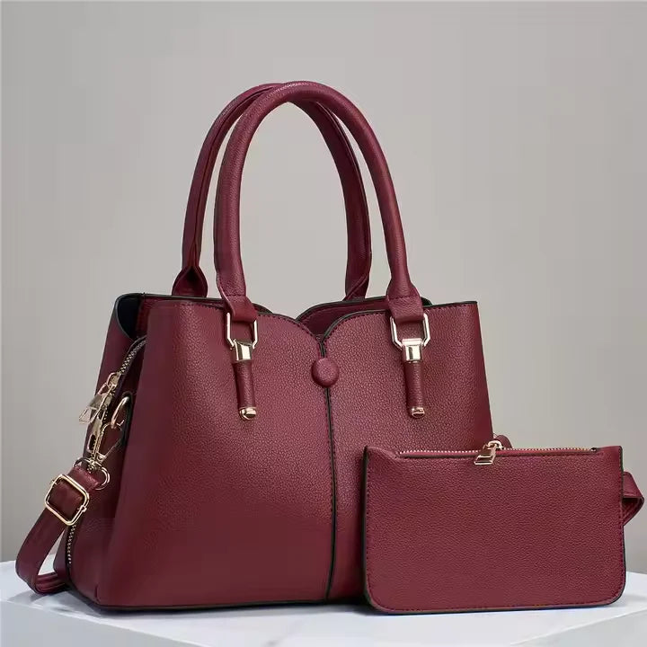 2 PCS Set 8 Colors Female Luxury Classic Handbag Set Fashion Crossbody Shoulder Bag Big Women's Tote Bags