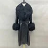 Boutique Gala HOT SALE (Few Units Left)  Real Leather Fur Jacket Black/Gray/Brown/Wine Red Color S-2XL Women Genuine Leather Trench Coat with Detachable Mongolian Natural Raccoon Fur Collar Cuffs Winter Outfits Ladies Luxury