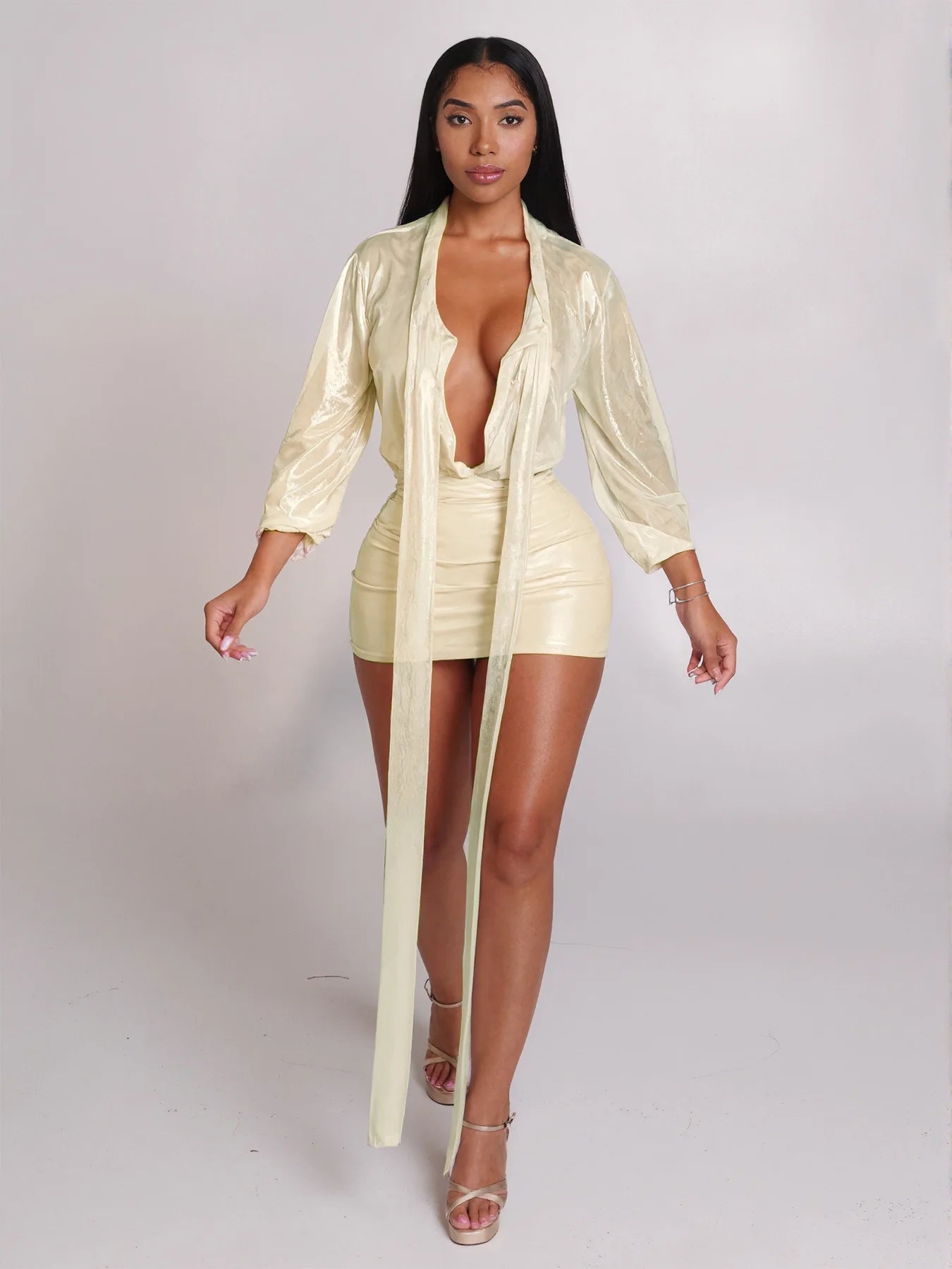 NEW Arrivals Women Autumn Spring Summer Fashion  New Beauty Deep V-Neck Thread Full Mini Dress Sexy Cross-Border Fashion for Summer Evening Beach Parties Night Clubwear Outfits
