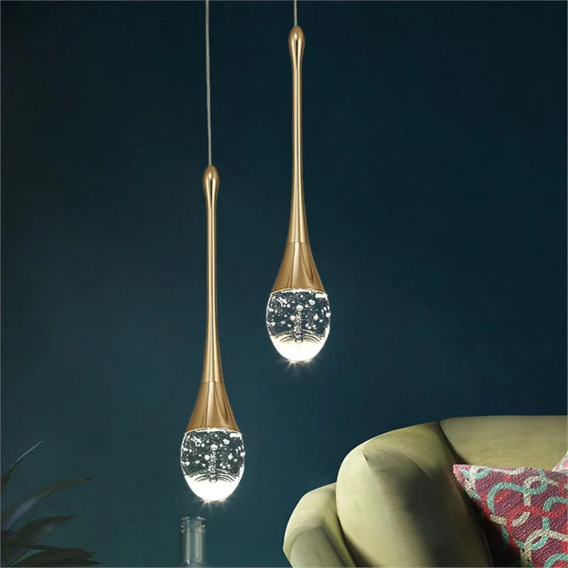 Home Indoor Bedroom Bedside Small Pendant Light Luxury K9 Crystal Hanging Lamp TV Background Wall Bar Counter Single Head Crystal Chandelier Home Lighting Supplies