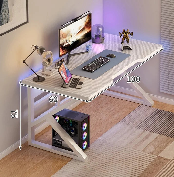 NEW Modern Design Gaming Desk for Home Use with Storage Shelf, Simple Computer Office Desk for Bedroom Study and Writing Home Office Furniture Supplies