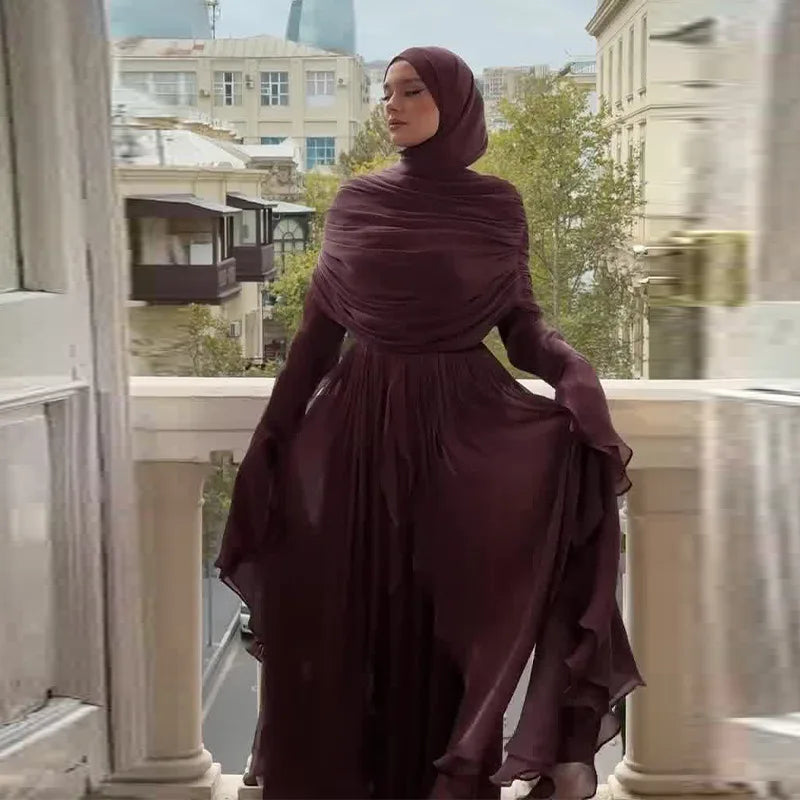 3 Colors Xs-3XL Plus Size Islamic Middle East Women's Breathable Handmade Luxury Abaya Dubai Custom Elegant Cross-Strap Slim Stand Collar Ankle Length Long Sleeve Formal Dress Gowns Muslim Ladies Religious Apparel Clothing Su