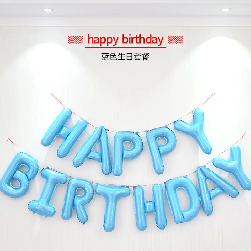 13pcs/set  Happy Birthday Letter Foil Balloons Banner baby shower Party Birthday Cake Decoration Globo Kids Gift Inflatable Ball