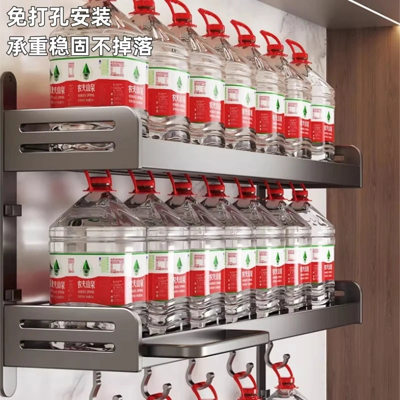 Wall Mounted Canned Food Storage Rack Kitchen Utensils Organizer Bottle Shelf Spice Knife Storage Racks Home Kitchenware Tools Set Cooking Accessories