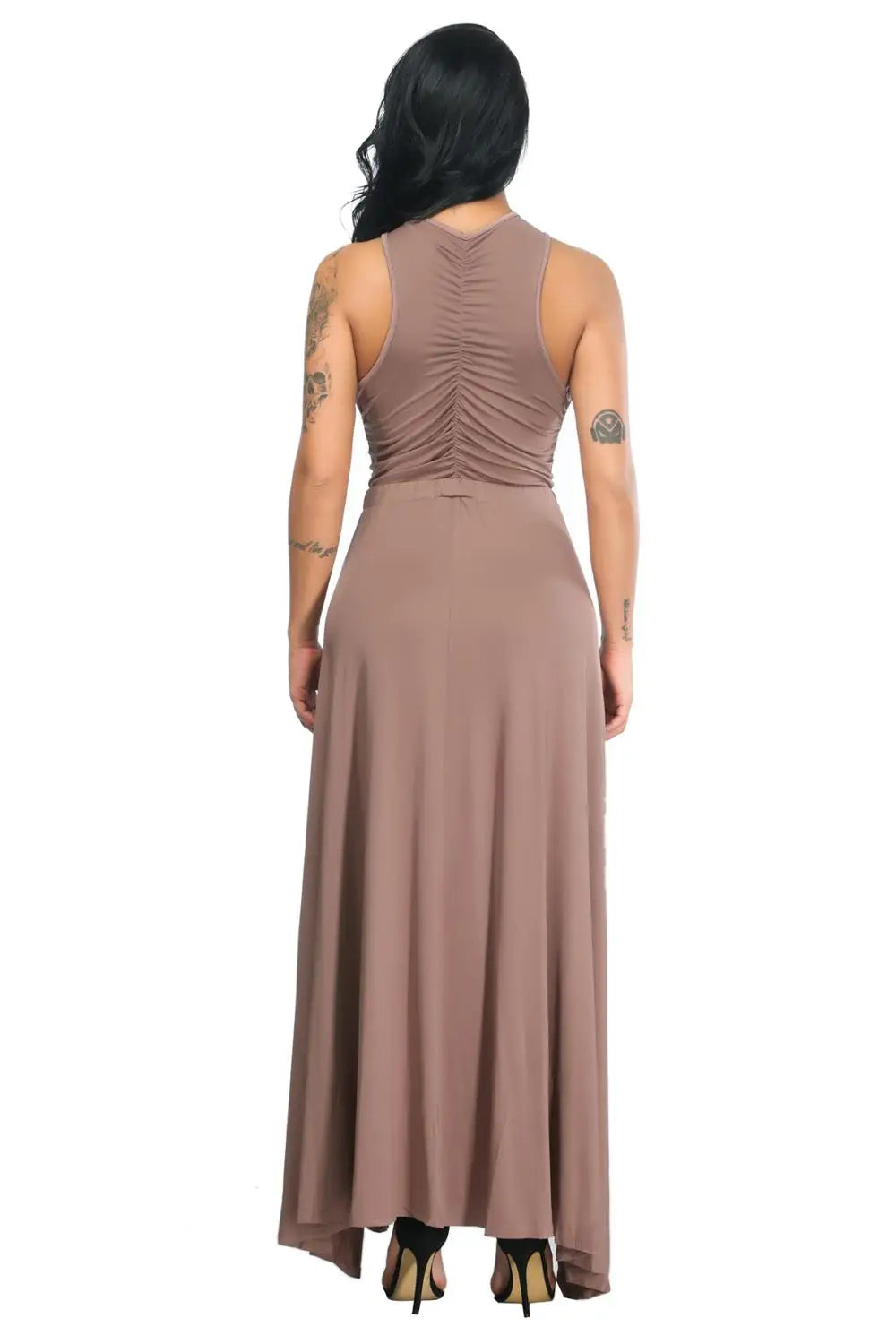 NEW Arrivals M-3XL Plus Size Sexy Cross Strap Off Shoulder Solid Color Split Black Long Dress Summer Women Asymmetrical Evening Beach 
 Party Night Club Dress