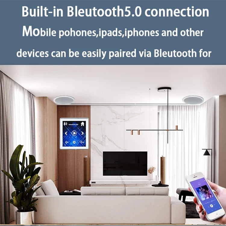 NEW Arrivals 4-Channel 25W for Bluetooth Wall Amplifier 4-Inch Touch Screen Smart Home Audio Host for Radio Wireless Receiver Amplifier Home Smart Life Supplies
