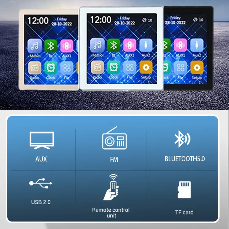 NEW Arrivals 4-Channel 25W for Bluetooth Wall Amplifier 4-Inch Touch Screen Smart Home Audio Host for Radio Wireless Receiver Amplifier Home Smart Life Supplies