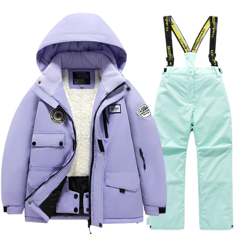 BEST PRICE 2 PCS Set Children's Girls Boys Top Quality Waterproof Ski Jacket + Pants Kids Snowboard Suit Snow Wear Ski Clothes for Kids Ski Suit Ski Clothing
