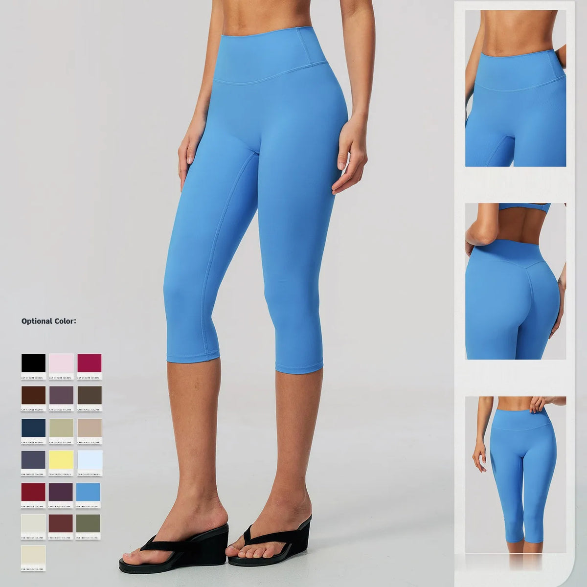20 Colors S-XL Women's NEW  Brushed Yoga Capri Pants High Waist Elastic Waist Solid Slim Breathable Quick Dry Sweat-Wicking Knee  Outdoor Running Gym Fitness Women Sports Clothing