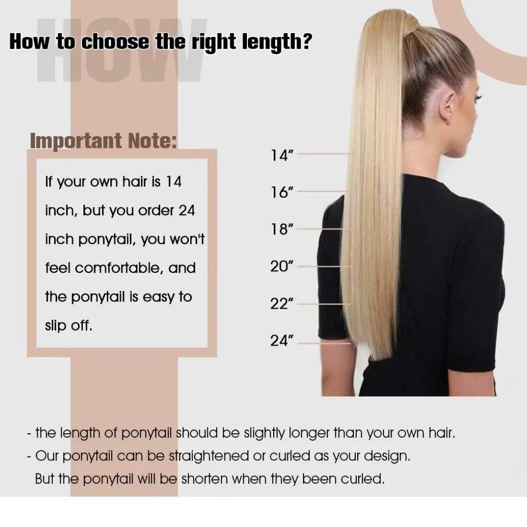 NEW  Ponytail Natural Human Hair 14-22" Highlight Ponytail Extensions 100% Real Human Ponytail Hair Extensions 80g/Set For Women