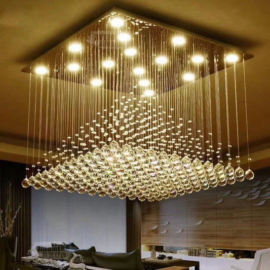 HOT SALE Villa Home Hotel Lobby Square Atmospheric Pyramid Hanging Line K9 Crystal Luxury Lamp Living Room Licht Modern Restaurant Chandelier Art Decoration Luxury Chandelier