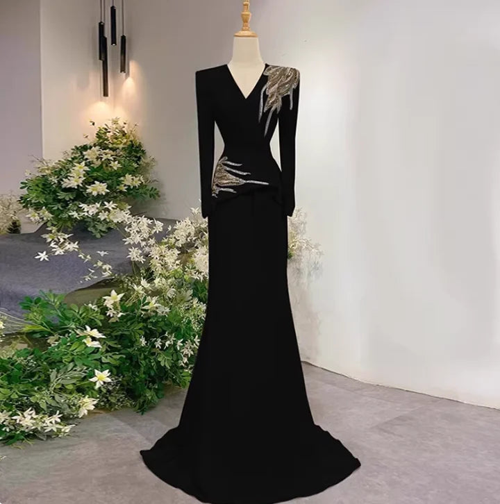Mother of Bride 5 Colors  Royal Blue Blazer-Style Women's Wedding Guest Evening Party Business Dinner Red Carpet Celebrities Maxi Dress  Embroidered Sequined Mermaid Floor-Length Luxury Gown Ladies Formal Apparel Clothing Sup